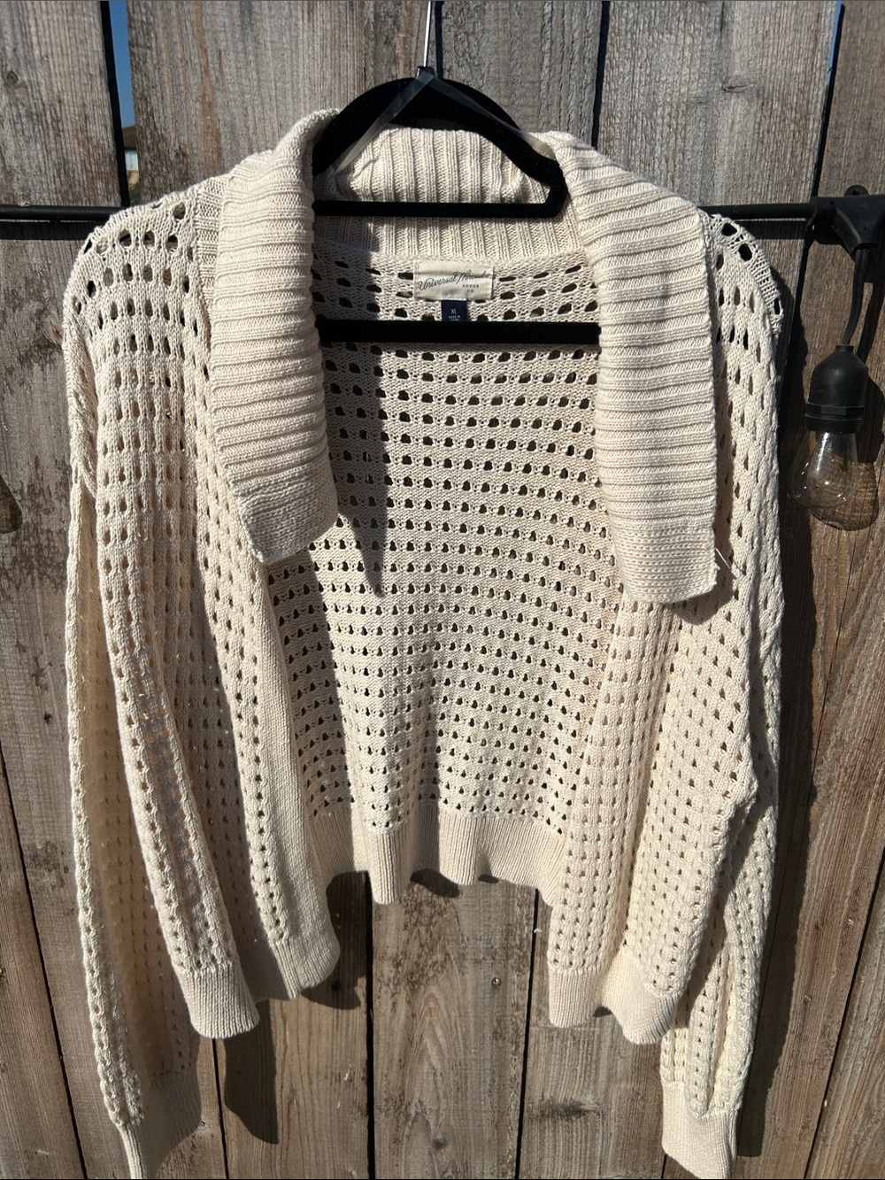 Universal Thread Cream Open-Knit Shawl Collar Cardigan